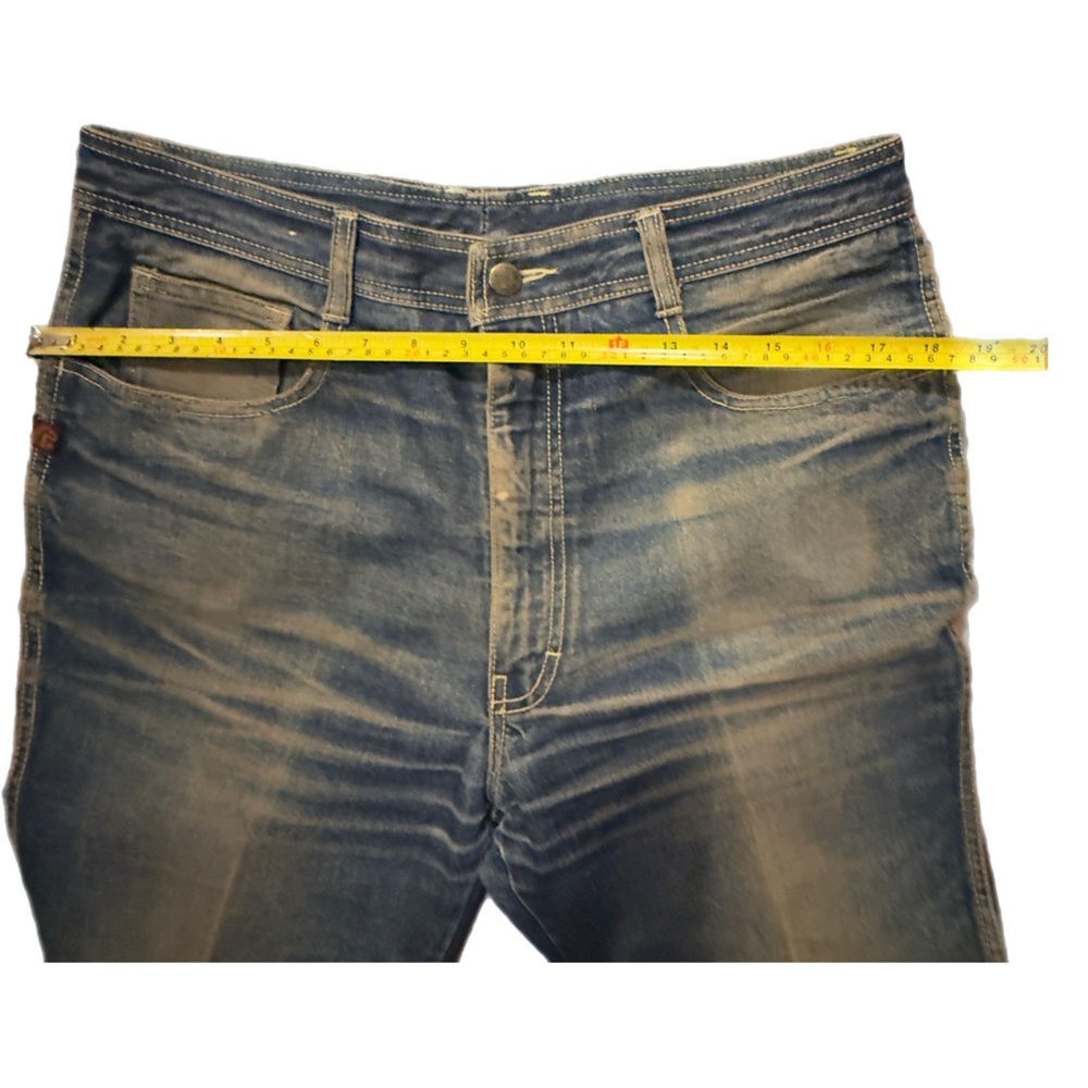 Jordache Y2K Men's Women’s 1980s Worn Blue Bootcut Jeans with Faded Whiskering - Picture 14 of 16